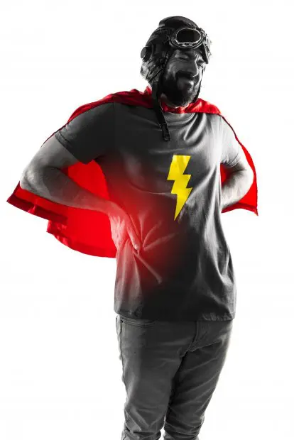 Superhero with back pain