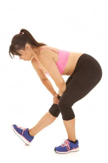 fitness woman pink sports bra stretch lean